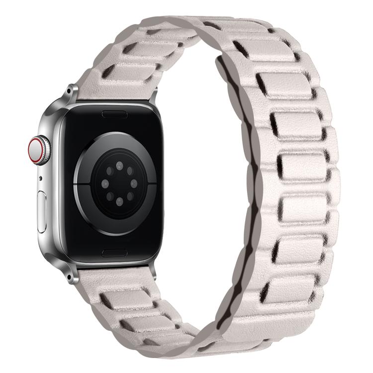 For Apple Watch 42mm / 41mm / 40mm / 38mm I-shaped Three-piece Leather Magnetic Watch Band(Starlight) - Watch Bands by PMC TechLife | Online Shopping South Africa | PMC TechLife | Buy Now Pay Later Mobicred