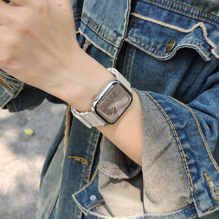 For Apple Watch 42mm / 41mm / 40mm / 38mm I-shaped Three-piece Leather Magnetic Watch Band(Starlight) - Watch Bands by PMC TechLife | Online Shopping South Africa | PMC TechLife | Buy Now Pay Later Mobicred