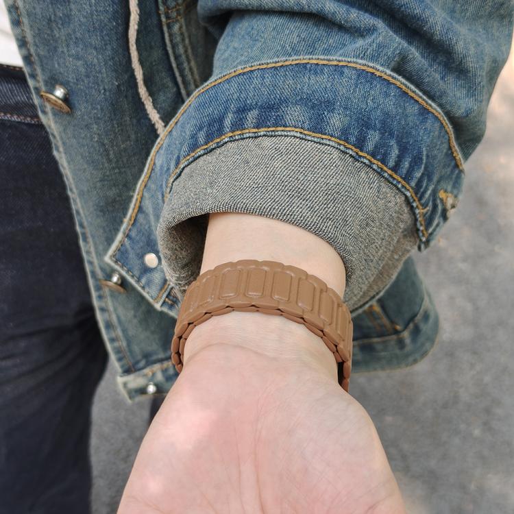 For Apple Watch 42mm / 41mm / 40mm / 38mm I-shaped Three-piece Leather Magnetic Watch Band(Brown) - Watch Bands by PMC TechLife | Online Shopping South Africa | PMC TechLife | Buy Now Pay Later Mobicred