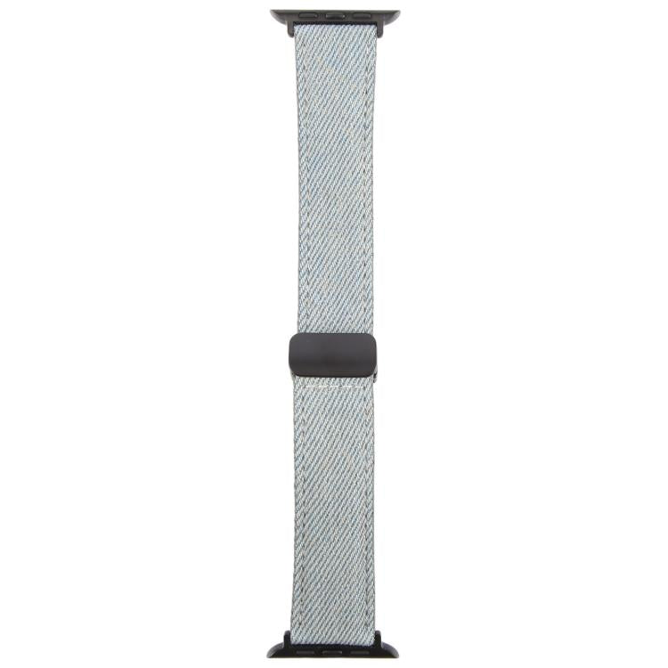 For Apple Watch 46mm / 49mm / 45mm / 44mm Folding Magnetic Buckle Denim Leather Watch Band(Light Blue) - Watch Bands by PMC TechLife | Online Shopping South Africa | PMC TechLife | Buy Now Pay Later Mobicred