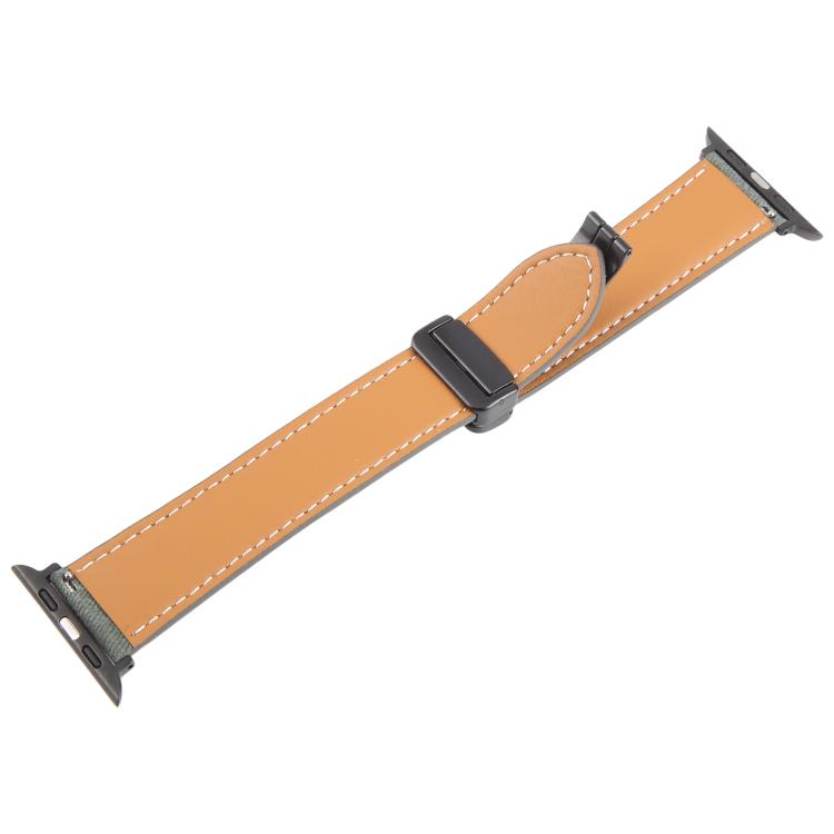 For Apple Watch 46mm / 49mm / 45mm / 44mm Folding Magnetic Buckle Denim Leather Watch Band(Retro Blue) - Watch Bands by PMC TechLife | Online Shopping South Africa | PMC TechLife | Buy Now Pay Later Mobicred