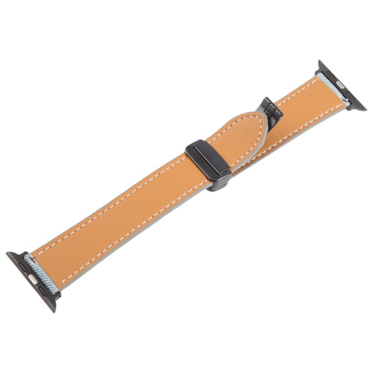 For Apple Watch 42mm / 41mm / 40mm / 38mm Folding Magnetic Buckle Denim Leather Watch Band(Light Blue) - Watch Bands by PMC TechLife | Online Shopping South Africa | PMC TechLife | Buy Now Pay Later Mobicred