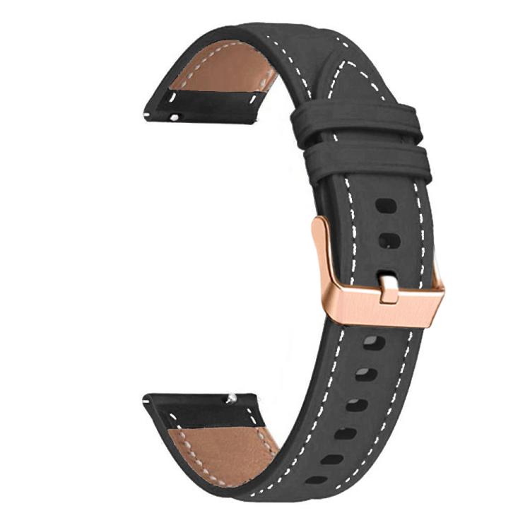 20mm Rose Gold Buckle Leather Watch Band(Black) - free shipping - PMC TechLife - Order now!