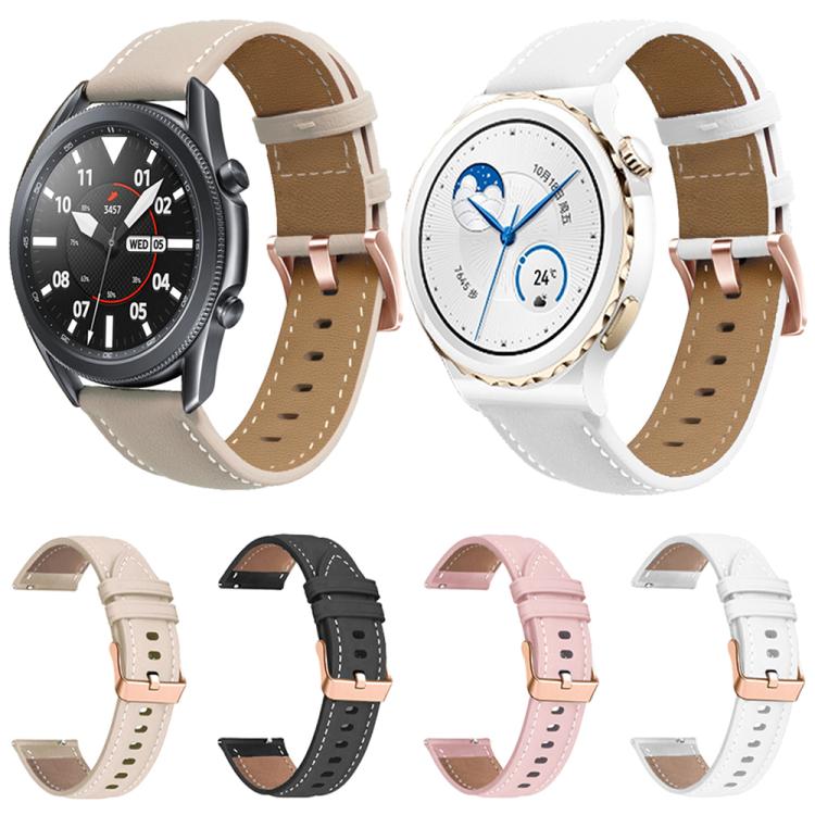 20mm Rose Gold Buckle Leather Watch Band(White) - free shipping - PMC TechLife - Order now!
