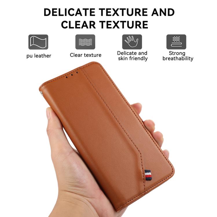 For iPhone 17 ABEEL Delicate Texture Splicing RFID Leather Phone Case(Brown) - free shipping - PMc TechLife - Order now!