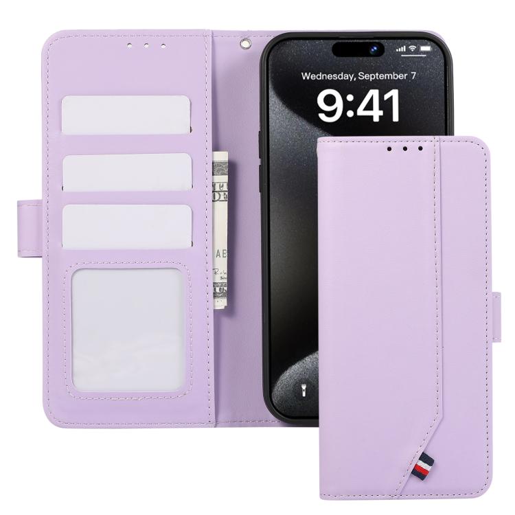 For iPhone 17 Air ABEEL Delicate Texture Splicing RFID Leather Phone Case(Purple) - free shipping - PMc TechLife - Order now!