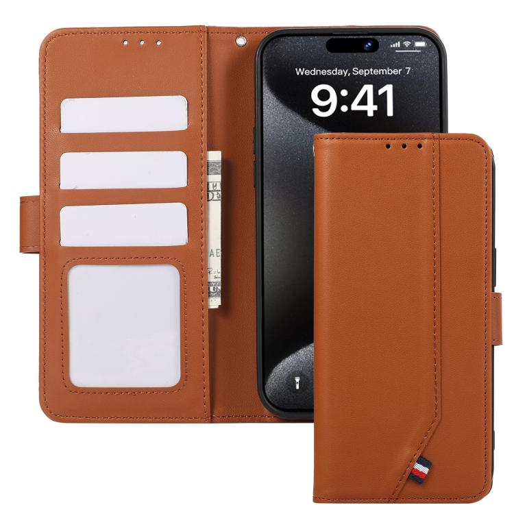 For iPhone 17 Air ABEEL Delicate Texture Splicing RFID Leather Phone Case(Brown) - free shipping - PMc TechLife - Order now!
