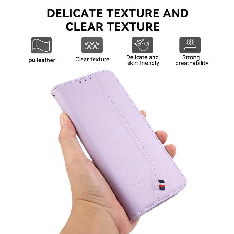 For iPhone 17 Pro ABEEL Delicate Texture Splicing RFID Leather Phone Case(Purple) - free shipping - PMc TechLife - Order now!