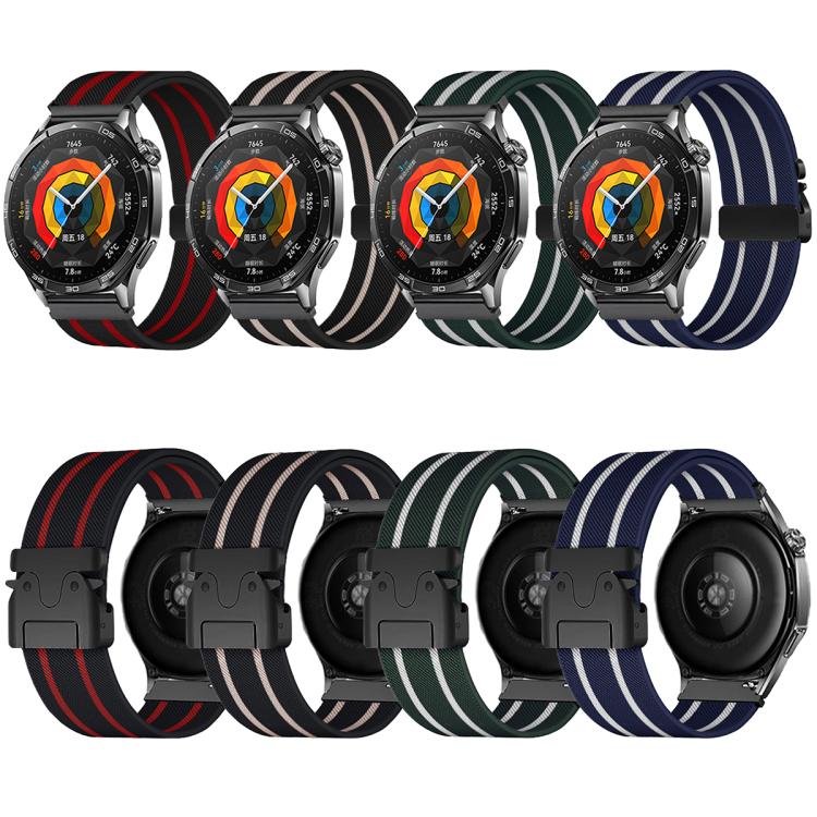 22mm Parachute Buckle Stripe Nylon Elastic Braided Watch Band(Midnight Blue White) - free shipping - PMc TechLife - Order now!