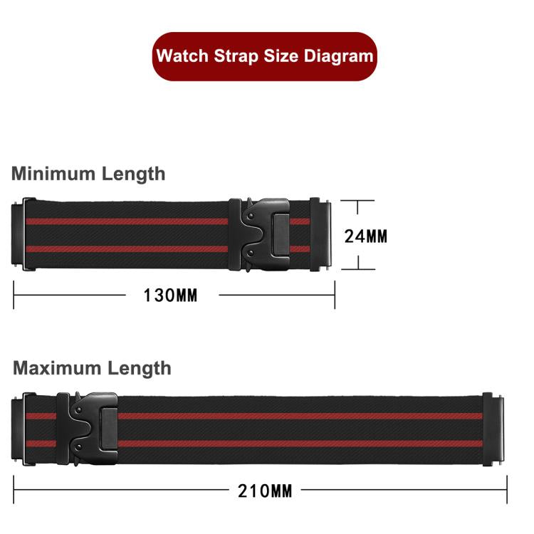 22mm Parachute Buckle Stripe Nylon Elastic Braided Watch Band(Midnight Blue White) - free shipping - PMc TechLife - Order now!
