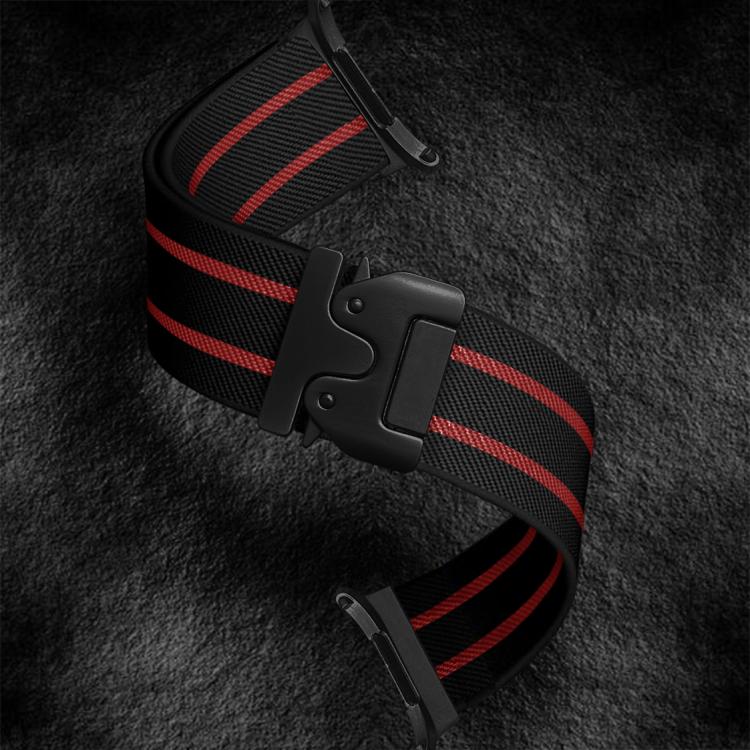 For Samsung Galaxy Watch Ultra 47mm Parachute Buckle Stripe Nylon Elastic Braided Watch Band(Black Red) - Watch Bands by PMc TechLife | Online Shopping South Africa | PMc TechLife | Buy Now Pay Later Mobicred