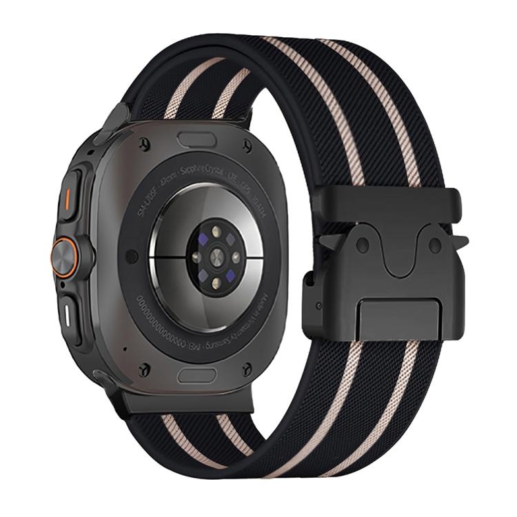 For Samsung Galaxy Watch Ultra 47mm Parachute Buckle Stripe Nylon Elastic Braided Watch Band(Black Starlight) - free shipping - PMc TechLife - Order now!
