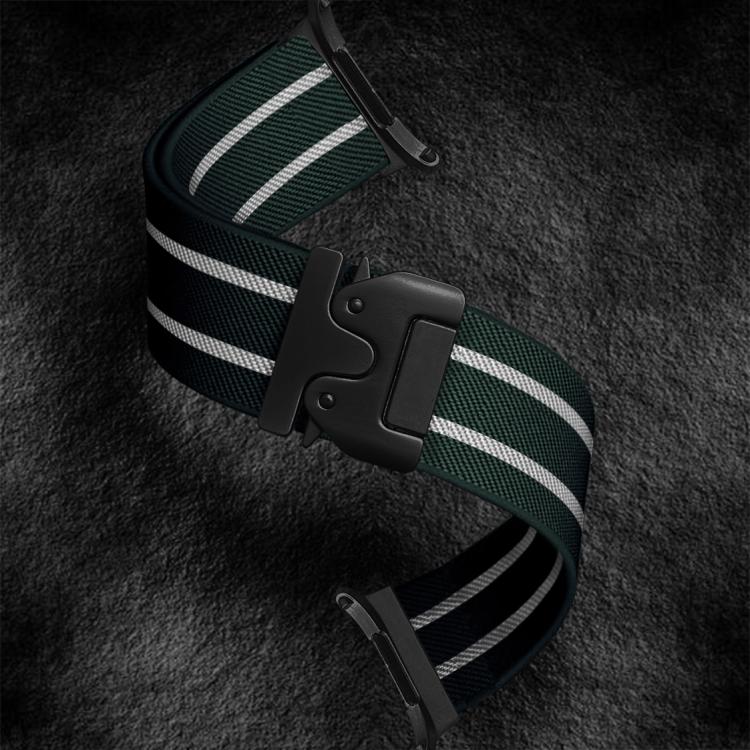For Samsung Galaxy Watch Ultra 47mm Parachute Buckle Stripe Nylon Elastic Braided Watch Band(Dark Green White) - free shipping - PMc TechLife - Order now!
