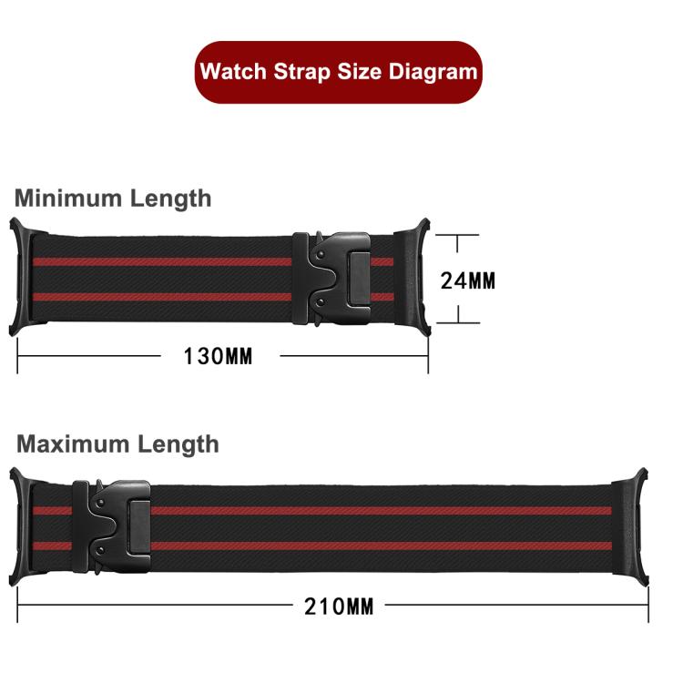 For Samsung Galaxy Watch Ultra 47mm Parachute Buckle Stripe Nylon Elastic Braided Watch Band(Black Starlight) - free shipping - PMc TechLife - Order now!