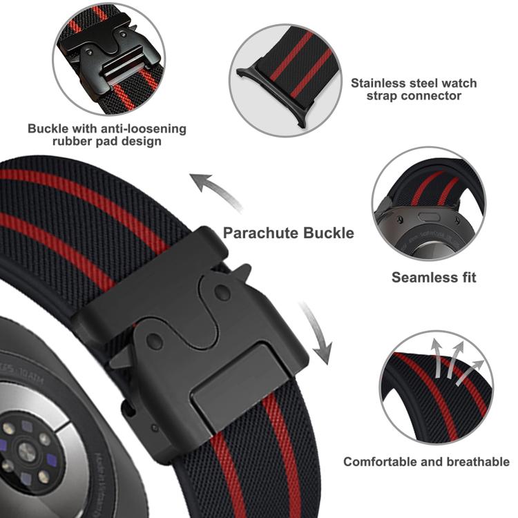 For Samsung Galaxy Watch Ultra 47mm Parachute Buckle Stripe Nylon Elastic Braided Watch Band(Dark Green White) - free shipping - PMc TechLife - Order now!