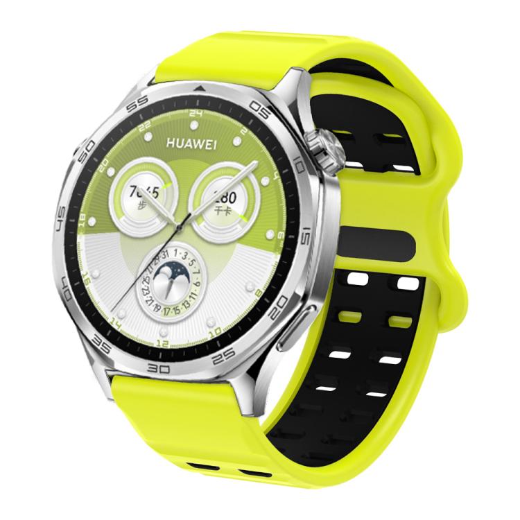 22mm Double-row Hole Studded Buckle Silicone Watch Band(Lime Black) - free shipping - PMc TechLife - Order now!