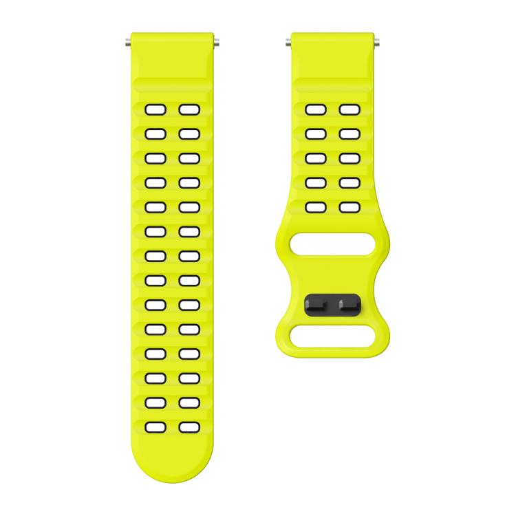 22mm Double-row Hole Studded Buckle Silicone Watch Band(Lime Black) - free shipping - PMc TechLife - Order now!