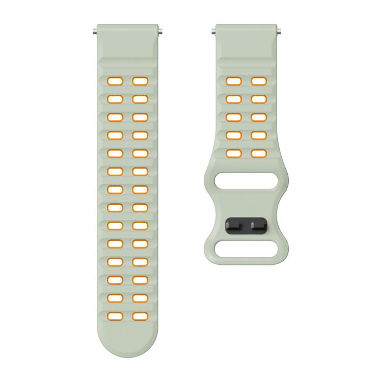 22mm Double-row Hole Studded Buckle Silicone Watch Band(Fog Grey Orange) - free shipping - PMc TechLife - Order now!