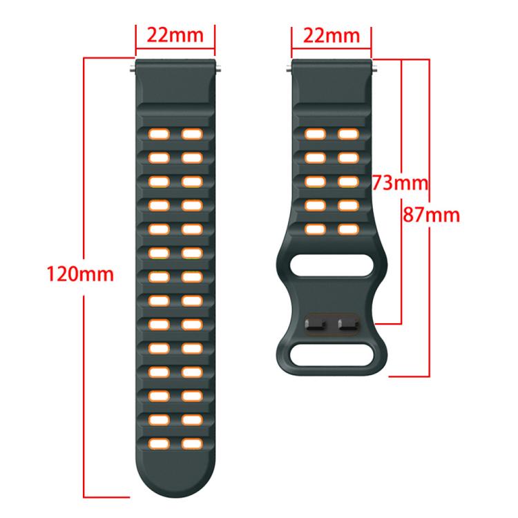 22mm Double-row Hole Studded Buckle Silicone Watch Band(Royal Blue Black) - free shipping - PMc TechLife - Order now!