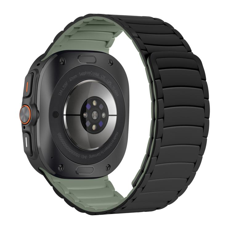 For Samsung Galaxy Watch Ultra 47mm Silicone Sport Magnetic Watch Band(Black+Light Green) - free shipping - PMc TechLife - Order now!