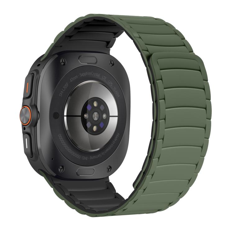 For Samsung Galaxy Watch Ultra 47mm Silicone Sport Magnetic Watch Band(Army Green+Black) - free shipping - PMc TechLife - Order now!