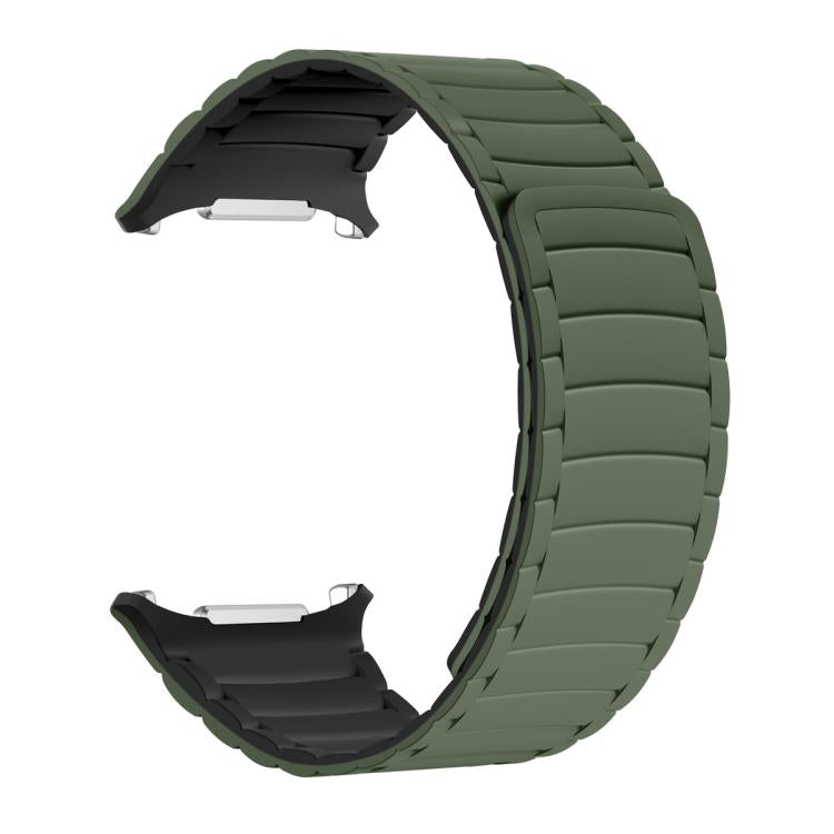 For Samsung Galaxy Watch Ultra 47mm Silicone Sport Magnetic Watch Band(Army Green+Black) - free shipping - PMc TechLife - Order now!