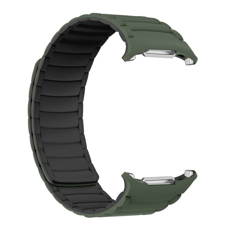 For Samsung Galaxy Watch Ultra 47mm Silicone Sport Magnetic Watch Band(Army Green+Black) - free shipping - PMc TechLife - Order now!