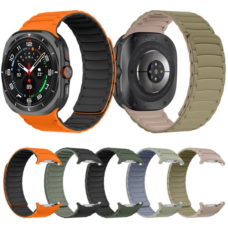 For Samsung Galaxy Watch Ultra 47mm Silicone Sport Magnetic Watch Band(Light Khaki+Light Blue Gray) - free shipping - PMc TechLife - Order now!