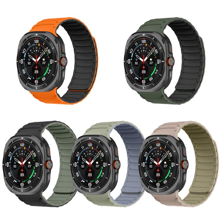 For Samsung Galaxy Watch Ultra 47mm Silicone Sport Magnetic Watch Band(Orange+Black) - Watch Bands by PMc TechLife | Online Shopping South Africa | PMc TechLife | Buy Now Pay Later Mobicred