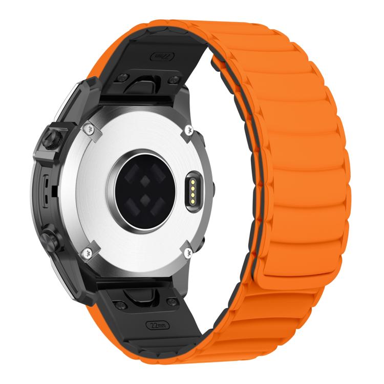 For Garmin Watch 26mm Quick Release Silicone Sport Magnetic Watch Band(Orange+Black) - free shipping - PMc TechLife - Order now!