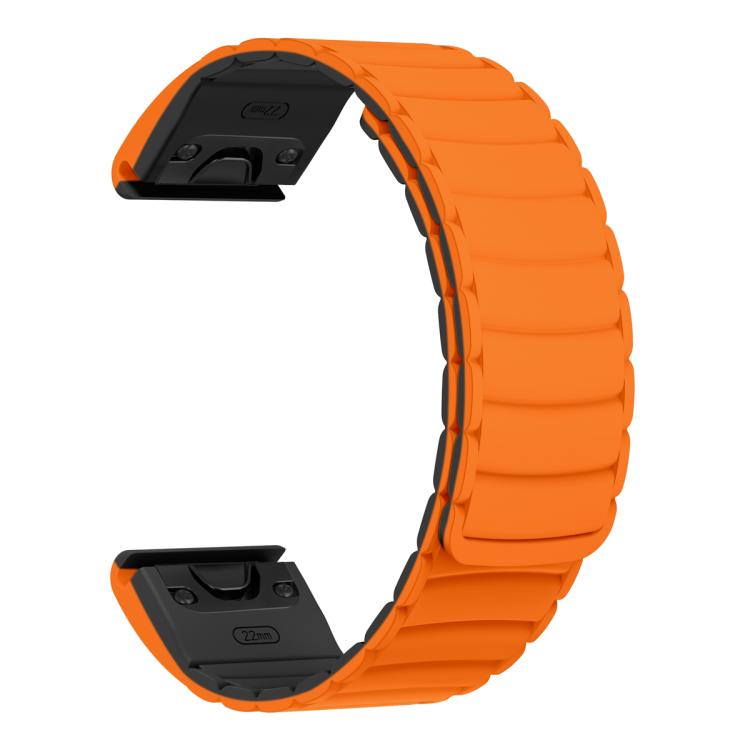 For Garmin Watch 26mm Quick Release Silicone Sport Magnetic Watch Band(Orange+Black) - free shipping - PMc TechLife - Order now!