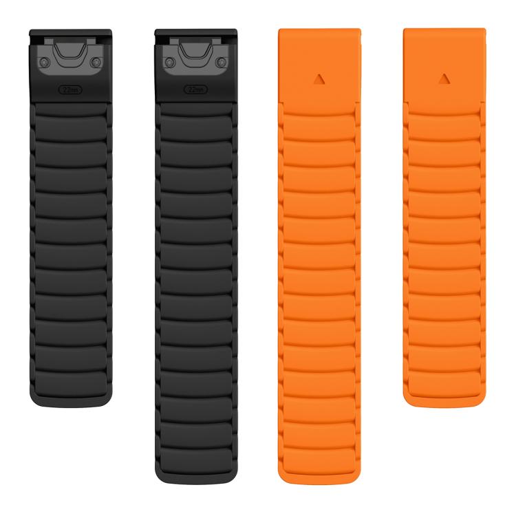 For Garmin Watch 26mm Quick Release Silicone Sport Magnetic Watch Band(Orange+Black) - free shipping - PMc TechLife - Order now!