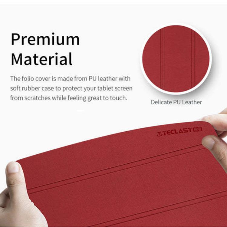 For Teclast T60AI 3-Fold Holder Folio Leather Tablet Smart Case(Red) - free shipping - PMc TechLife - Order now!
