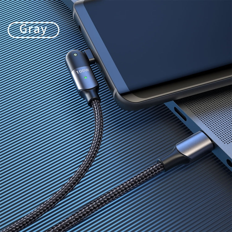 FXCTL-WY0G 100W 5A USB-C / Type-C to Type-C 180 Degree Rotating Elbow Fast Charging Cable, Length:1.2m(Grey) - USB-C & Type-C Cable by PMC TechLife | Online Shopping South Africa | PMC TechLife | Buy Now Pay Later Mobicred