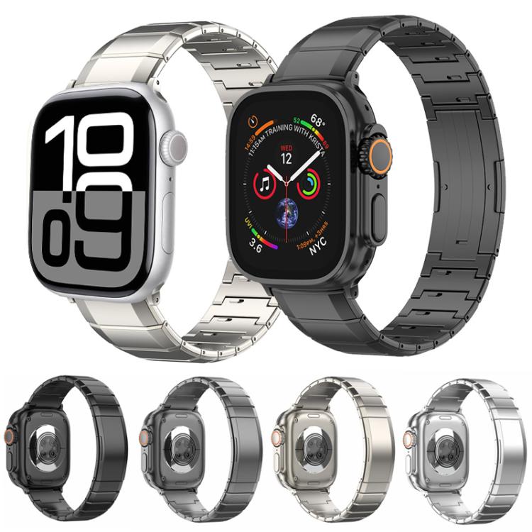 For Apple Watch 46mm / 49mm / 45mm / 44mm One-Bead Pure Titanium Buckle Watch Band(Titanium) - free shipping - PMc TechLife - Order now!