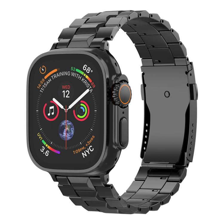 For Apple Watch 46mm / 49mm / 45mm / 44mm T-shaped Turtle Buckle Detachable Titanium Watch Band(Black) - free shipping - PMc TechLife - Order now!