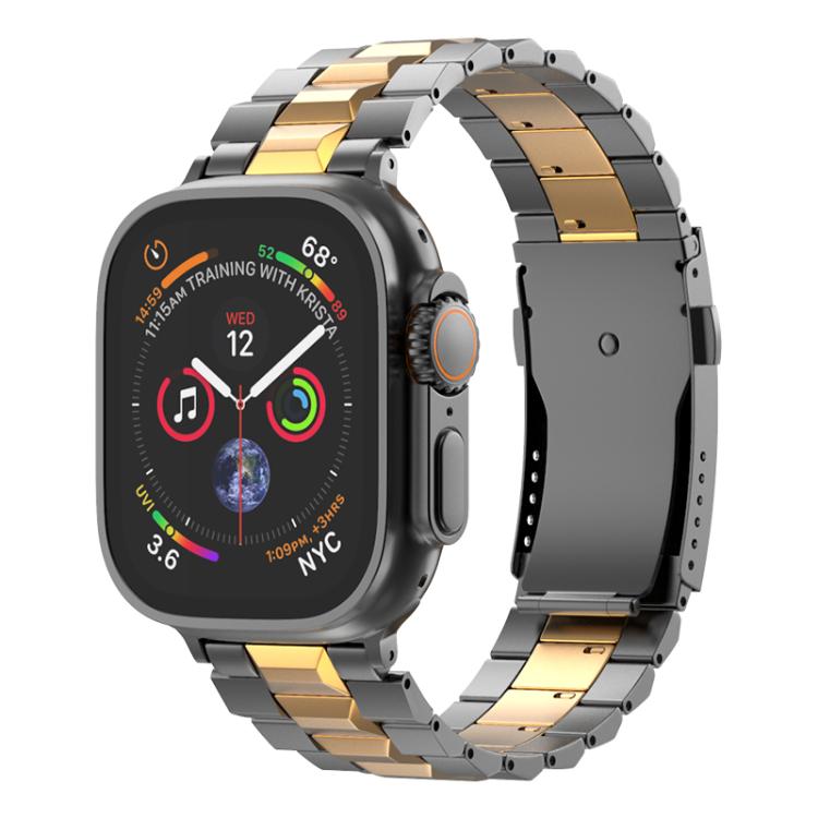 For Apple Watch 46mm / 49mm / 45mm / 44mm T-shaped Turtle Buckle Detachable Titanium Watch Band(Grey Gold) - free shipping - PMc TechLife - Order now!
