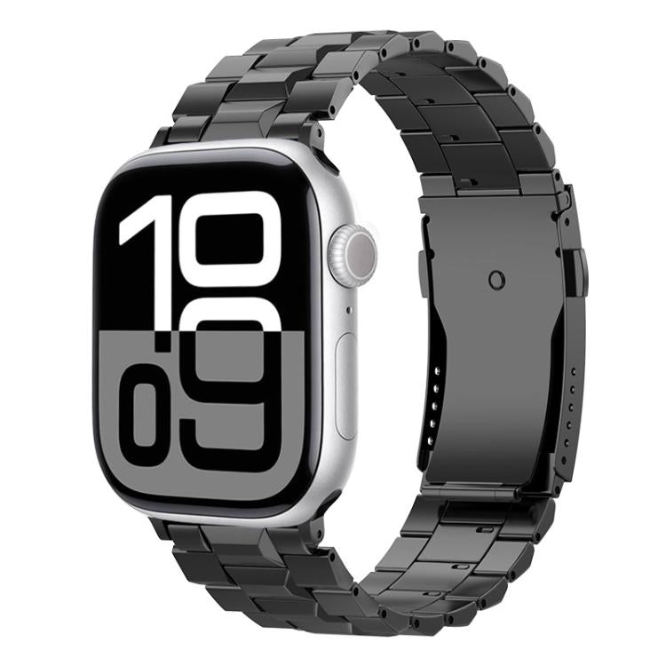 For Apple Watch 42mm / 41mm / 40mm / 38mm T-shaped Turtle Buckle Detachable Titanium Watch Band(Black) - free shipping - PMc TechLife - Order now!
