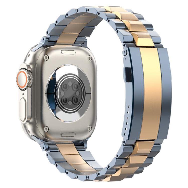 For Apple Watch 42mm / 41mm / 40mm / 38mm T-shaped Turtle Buckle Detachable Titanium Watch Band(Blue Gold) - free shipping - PMc TechLife - Order now!