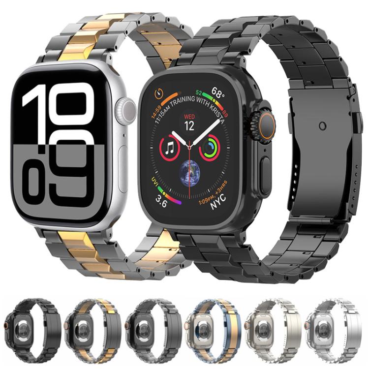 For Apple Watch 42mm / 41mm / 40mm / 38mm T-shaped Turtle Buckle Detachable Titanium Watch Band(Blue Gold) - free shipping - PMc TechLife - Order now!