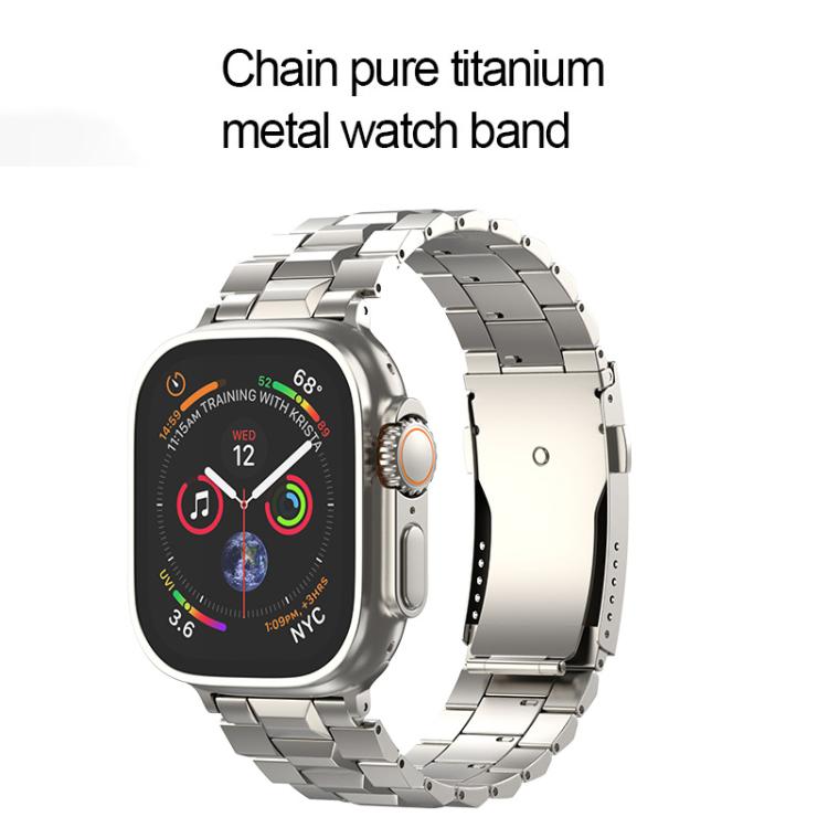For Apple Watch 46mm / 49mm / 45mm / 44mm T-shaped Turtle Buckle Detachable Titanium Watch Band(Grey Gold) - free shipping - PMc TechLife - Order now!