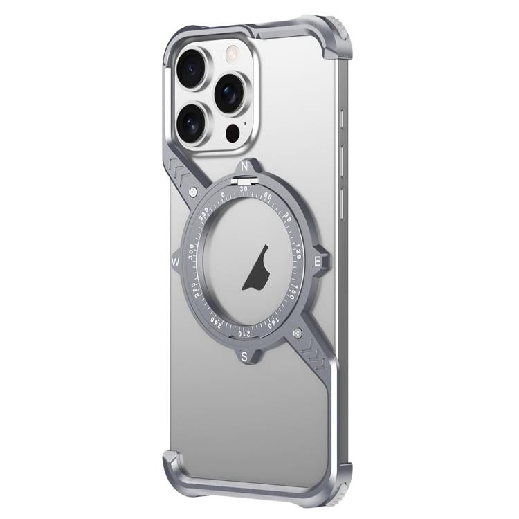 For iPhone 16 Pro S Shaped 360 Holder Airbag Frameless MagSafe Metal Phone Case(Space Gray) - free shipping - PMC TechLife - Order now!
