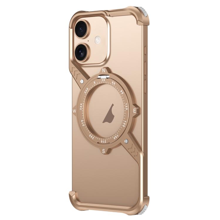 For iPhone 16 S Shaped 360 Holder Airbag Frameless MagSafe Metal Phone Case(Desert Gold) - free shipping - PMC TechLife - Order now!