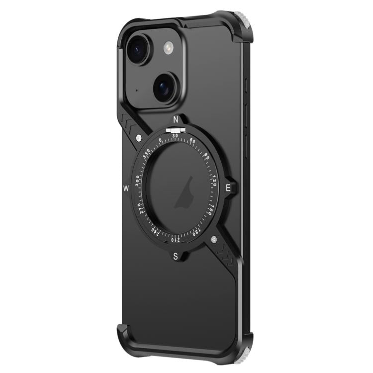 For iPhone 15 S Shaped 360 Holder Airbag Frameless MagSafe Metal Phone Case(Black) - free shipping - PMC TechLife - Order now!