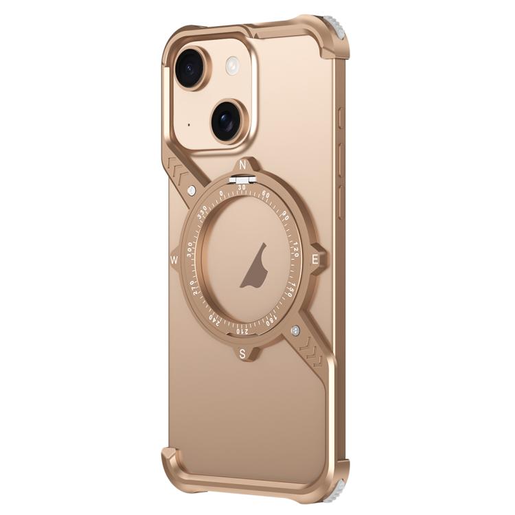 For iPhone 13 S Shaped 360 Holder Airbag Frameless MagSafe Metal Phone Case(Desert Gold) - free shipping - PMC TechLife - Order now!