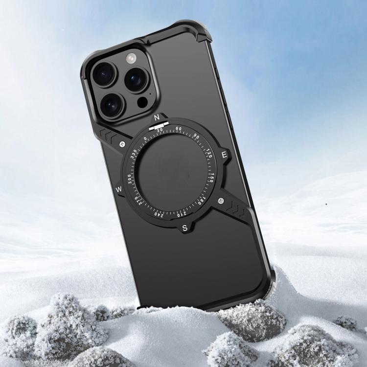 For iPhone 16e S Shaped 360 Holder Airbag Frameless MagSafe Metal Phone Case(Space Gray) - free shipping - PMC TechLife - Order now!