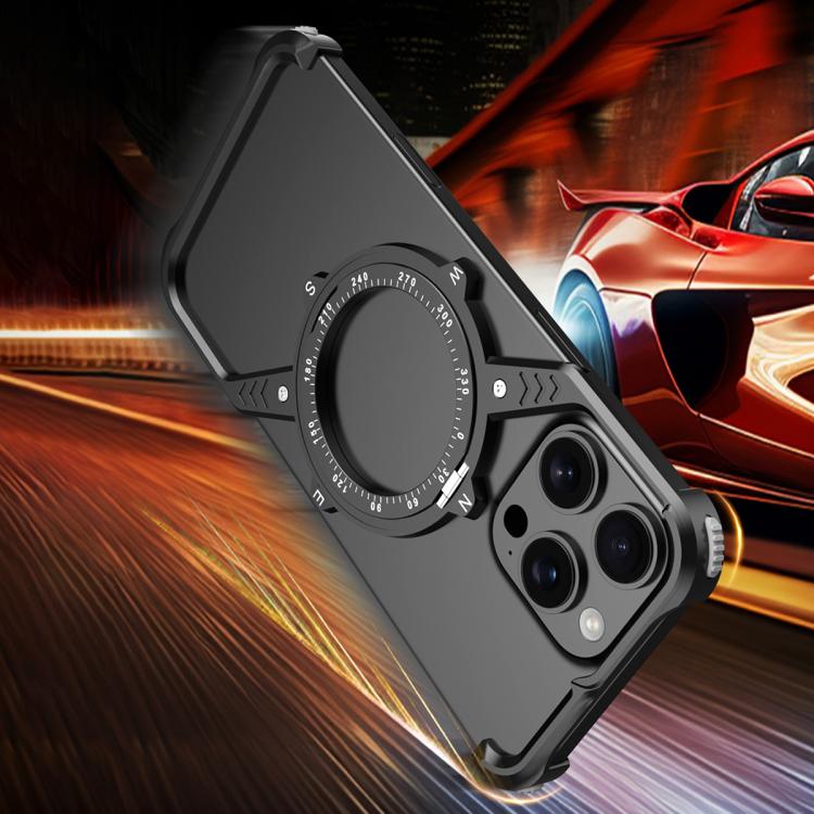 For iPhone 16e S Shaped 360 Holder Airbag Frameless MagSafe Metal Phone Case(Black) - free shipping - PMC TechLife - Order now!