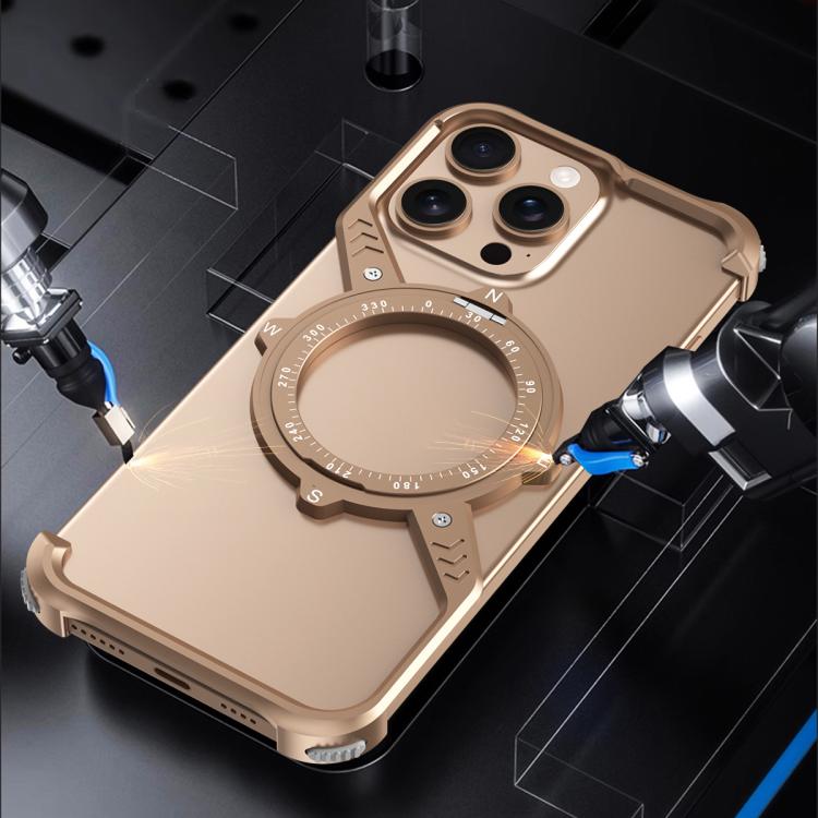For iPhone 13 Pro S Shaped 360 Holder Airbag Frameless MagSafe Metal Phone Case(Black) - free shipping - PMC TechLife - Order now!