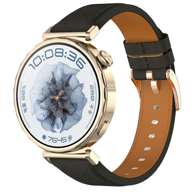 18mm Square Leather Rose Gold Buckle Watch Band(Black) - free shipping - PMc TechLife - Order now!