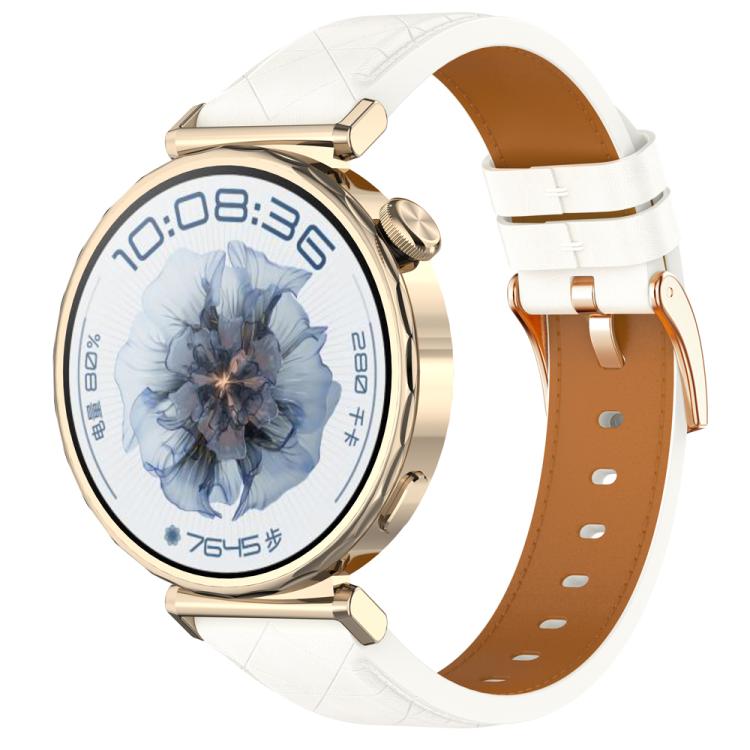 20mm Square Leather Rose Gold Buckle Watch Band(White) - free shipping - PMc TechLife - Order now!